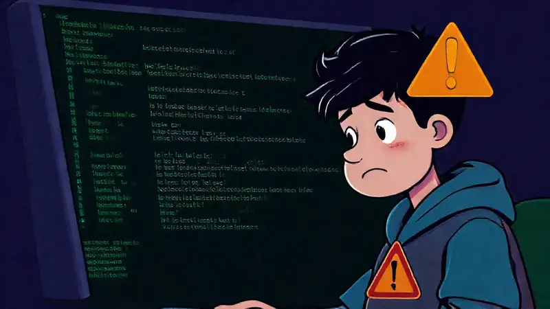 El programador joven enfrenta un error frustrante